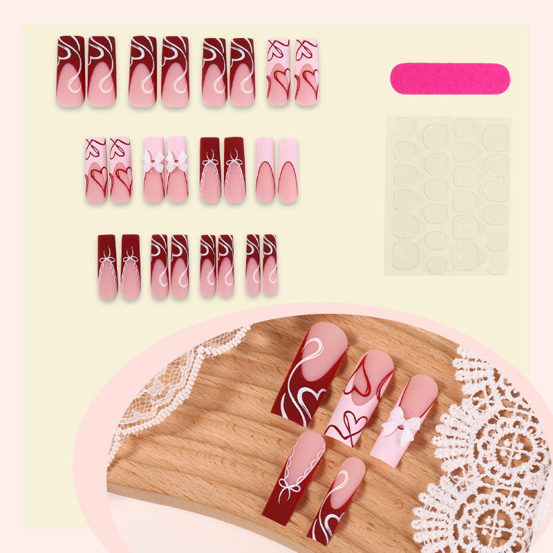 Decorative Heart-Themed Press-On Nails kalsten