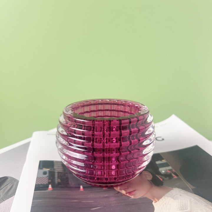 Round Ribbed Glass Votive Candle Holder for Tealights Kalsten