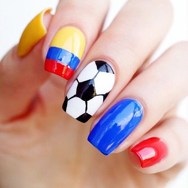 Soccer-Themed Acrylic Nail Art Set Kalsten