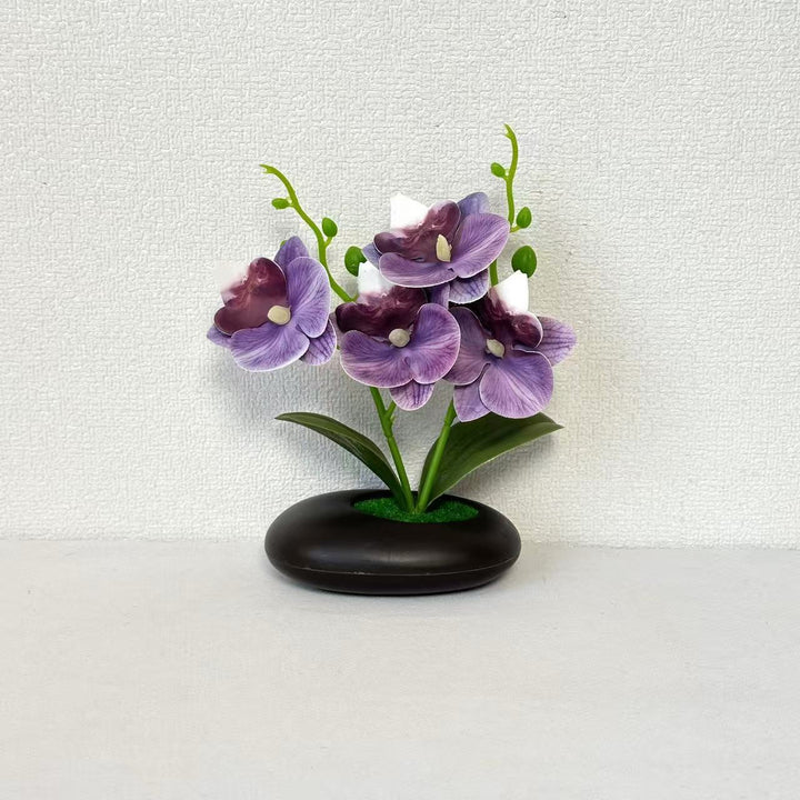 Elegant Faux Orchid Flower Arrangement for Indoor Decor