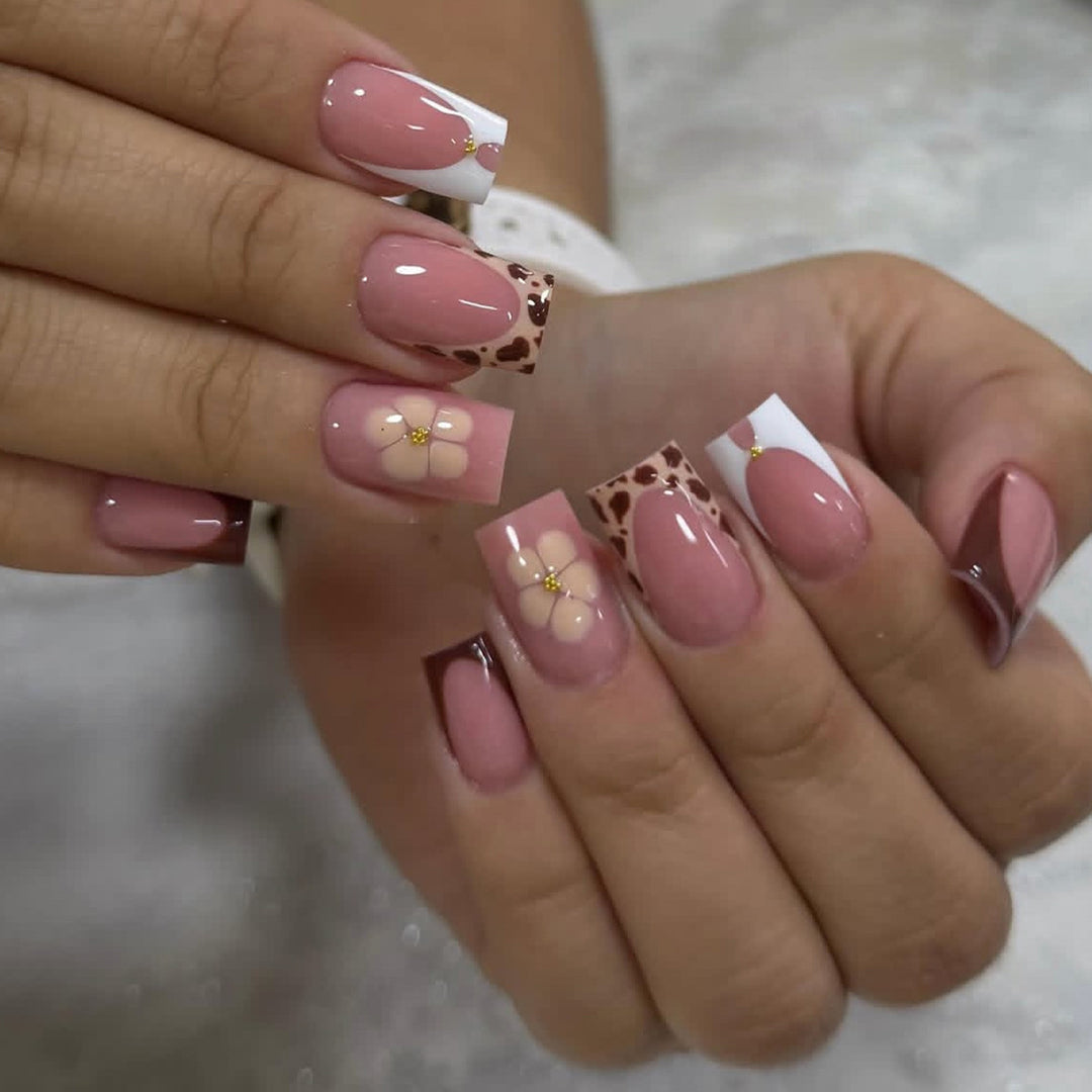 Elegant Floral Printed Nail Art Extensions Kalsten