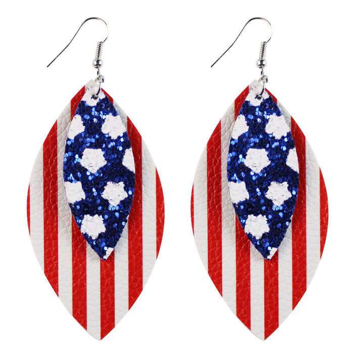 Women's nan teardrop-shaped faux leather earrings with star and stripe print Kalsten