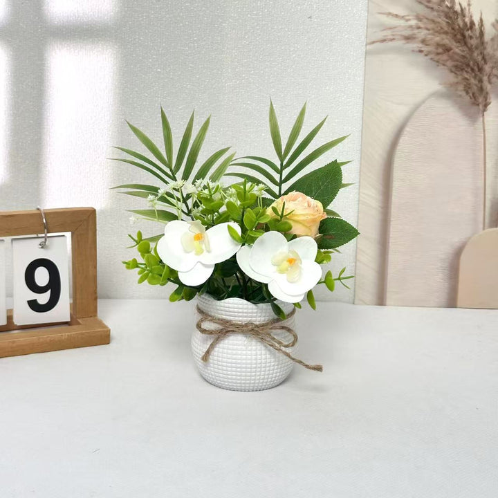 Decorative Artificial Orchid and Rose Arrangement for Home Decor
