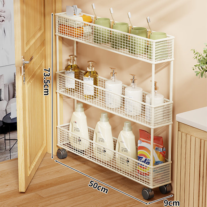 Slim Narrow Pull-Out Mesh Storage Organizer for Cabinet and Door Gap