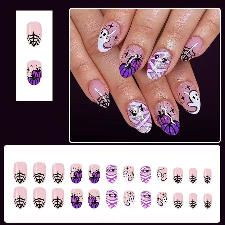 Artificial Nail Set with Creepy Halloween Designs Kalsten