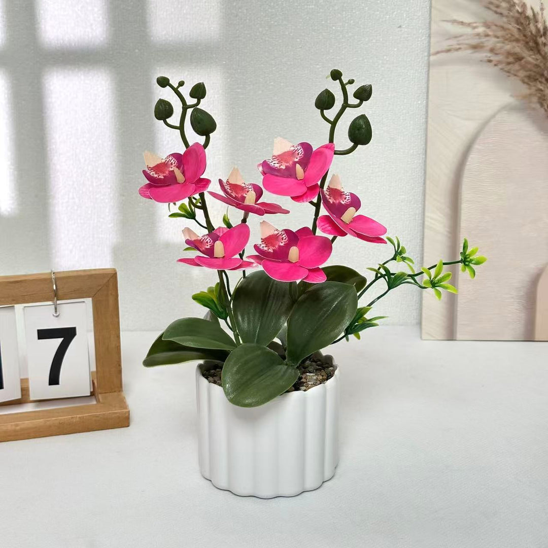 Lifelike Artificial Orchid Plant Arrangement for Home Display