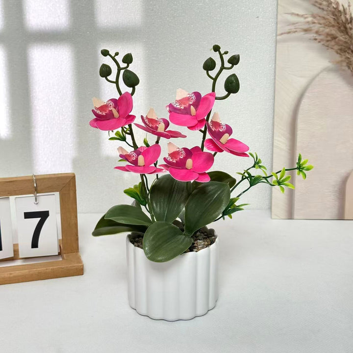 Lifelike Artificial Orchid Plant Arrangement for Home Display