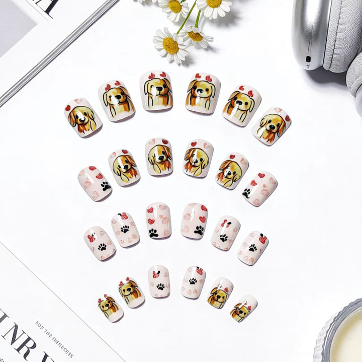 Artificial nails with cute dog friend design Kalsten