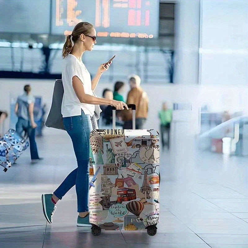 Women's Hardshell Suitcase with Creative Travel Motif Kalsten