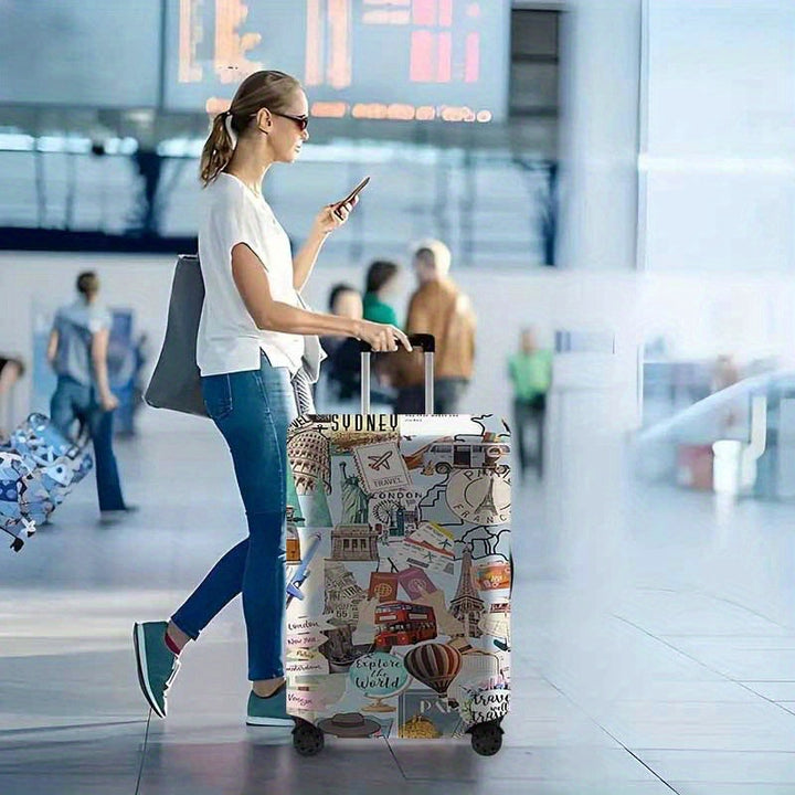 Women's Hardshell Suitcase with Creative Travel Motif Kalsten