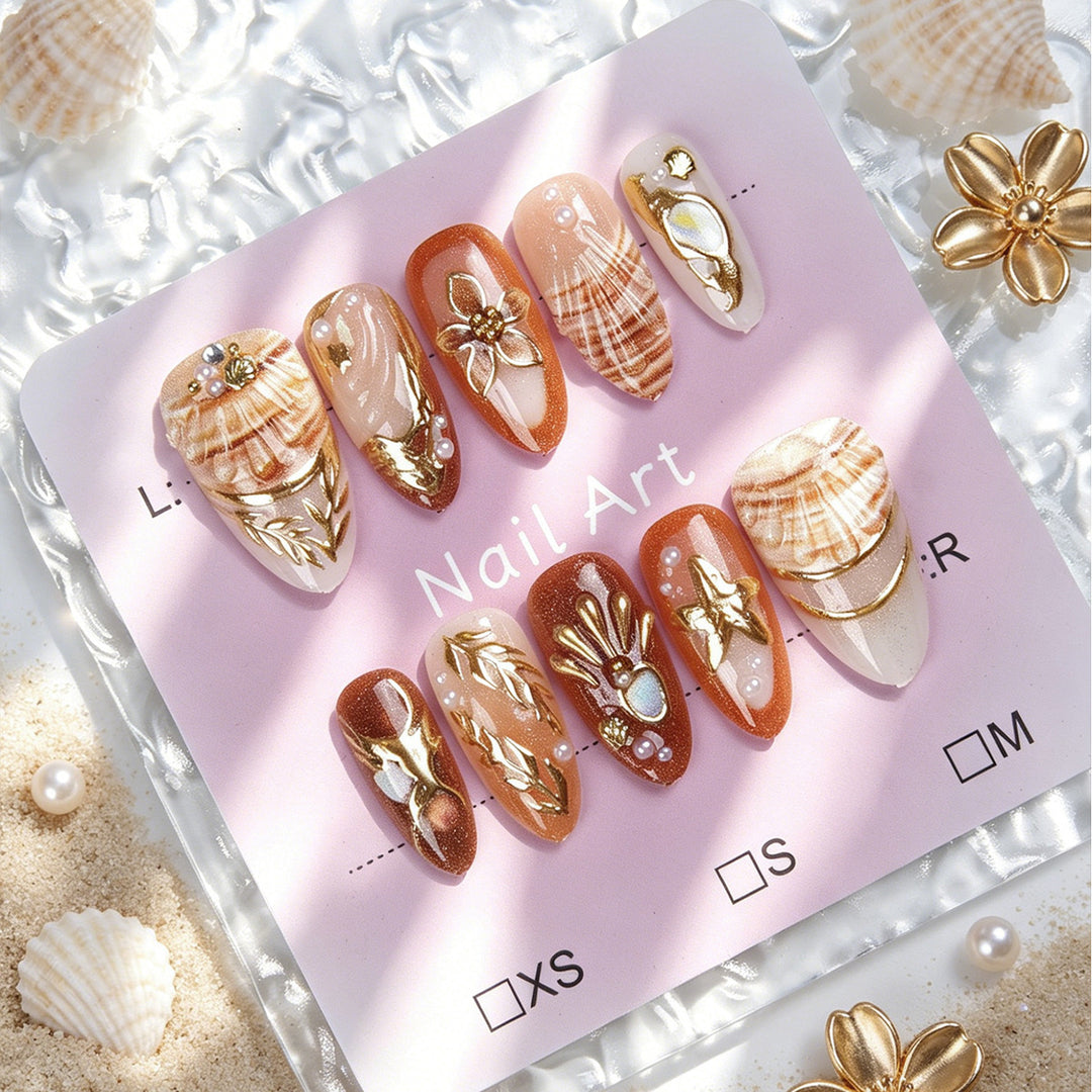 Elegant and Decorated Artificial Nail Set Kalsten