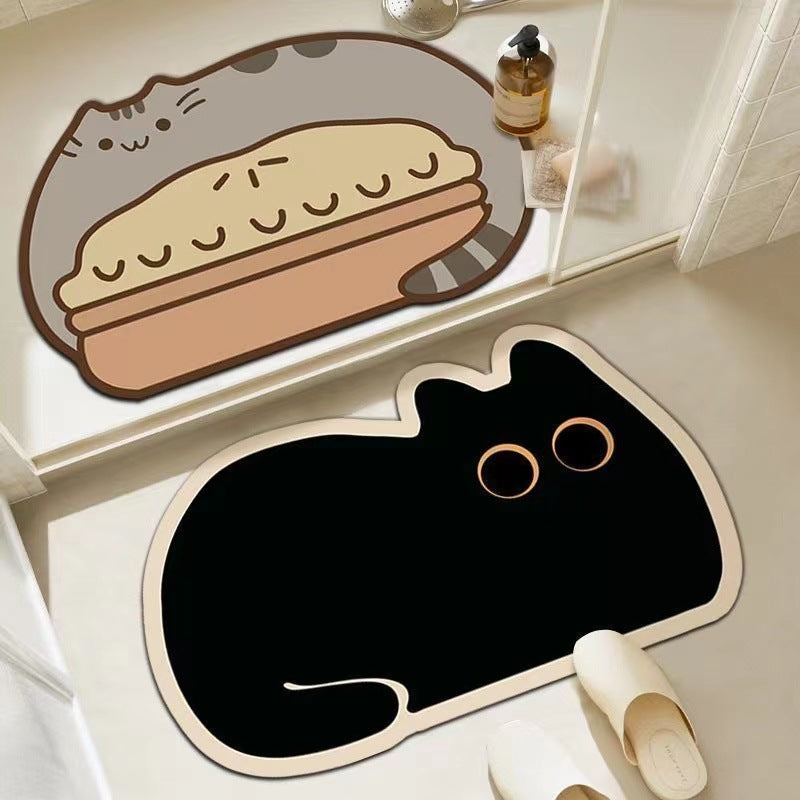 Cute Cartoon Cat Shaped Bath Mat