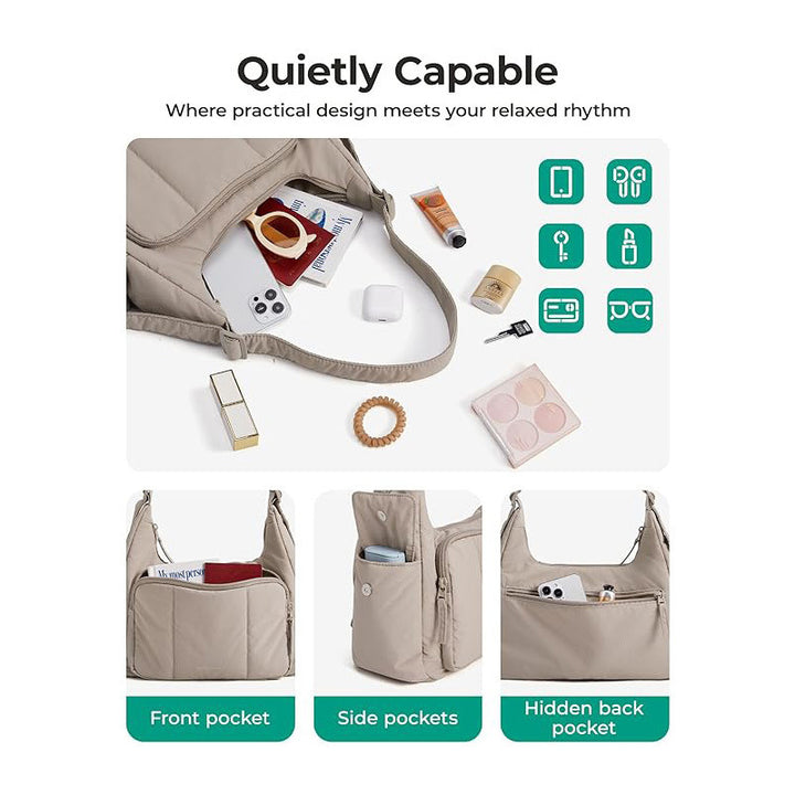 Fashionable shoulder bag with multifunctional compartments Kalsten