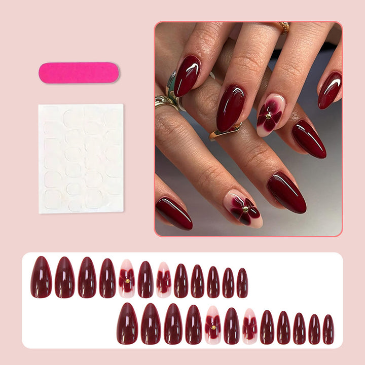 Acrylic Nail Set with Elegant Bows and Glamorous Accent Kalsten