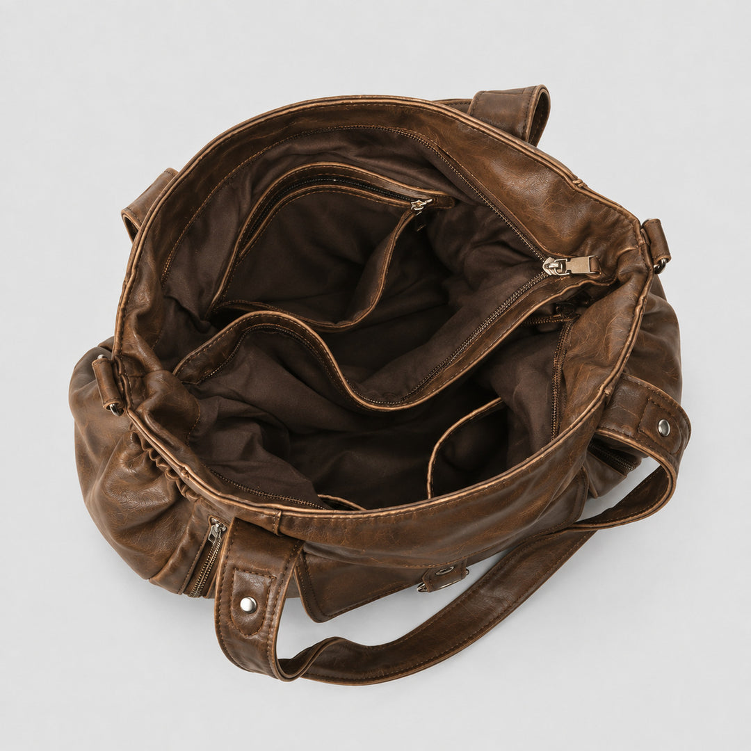 Spacious Multifunctional Leather Handbag