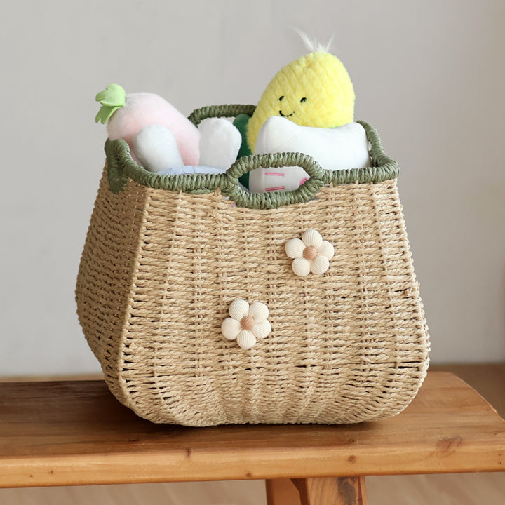 Handcrafted basket with flower appliqué Kalsten