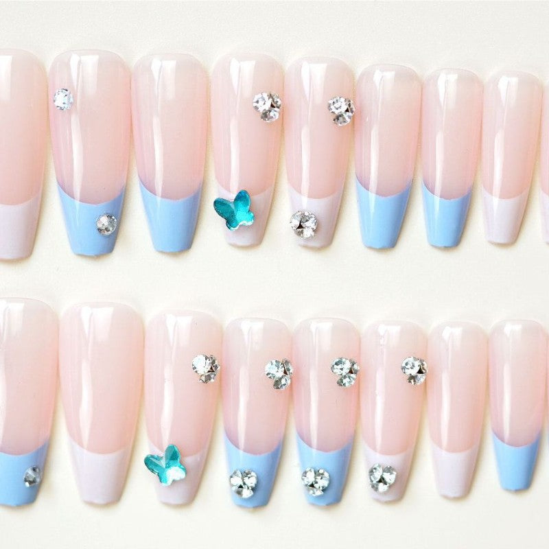 Elegantly Designed Press-On Nails with Decorative Accents