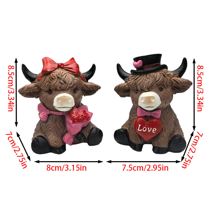 Decorative Highland Cattle Duo Stones Kalsten