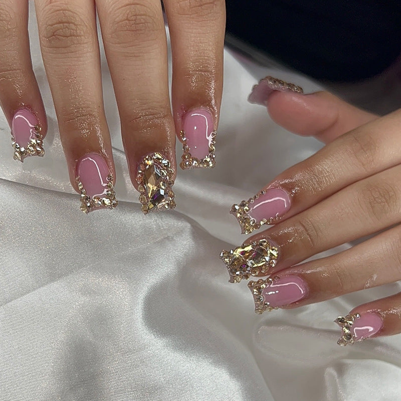Glamorous Rhinestone-Embellished Press-On Nails Kalsten