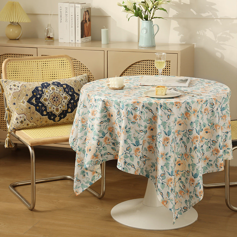 Wipeable tablecloth made of polyester with floral watercolor look and water-repellent coating Kalsten