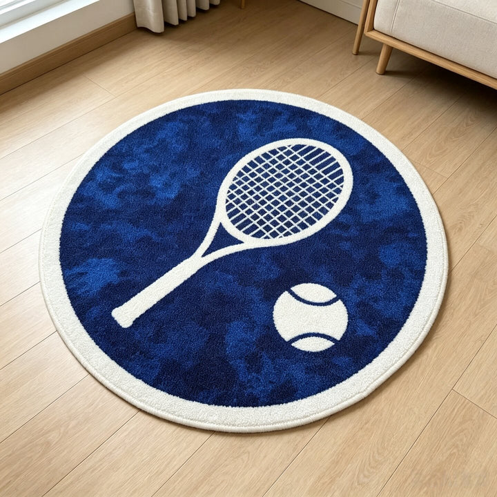 Tennis-Themed Round Area Rug