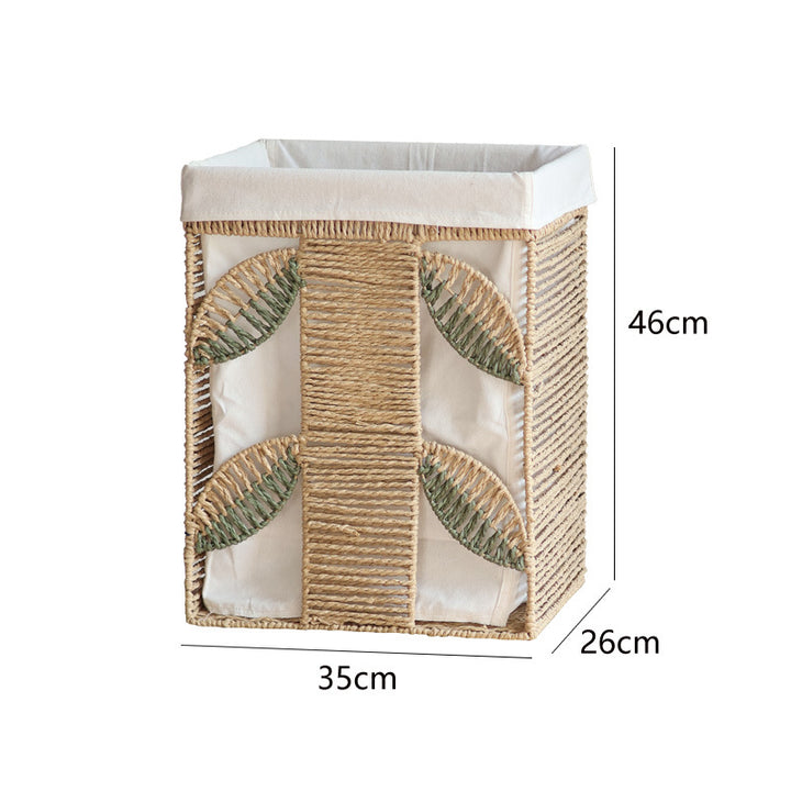 Elegant laundry basket made of natural wicker with fabric lining Kalsten