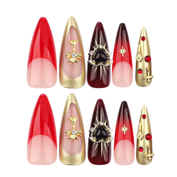 Artful Nail Extensions with Luxurious Decorations Kalsten