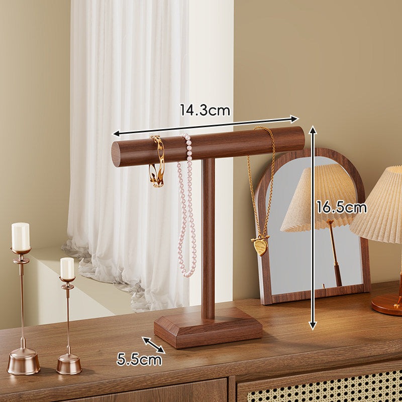 Wooden T-Bar Jewelry Organizer Stand for Necklace and Bracelet Display