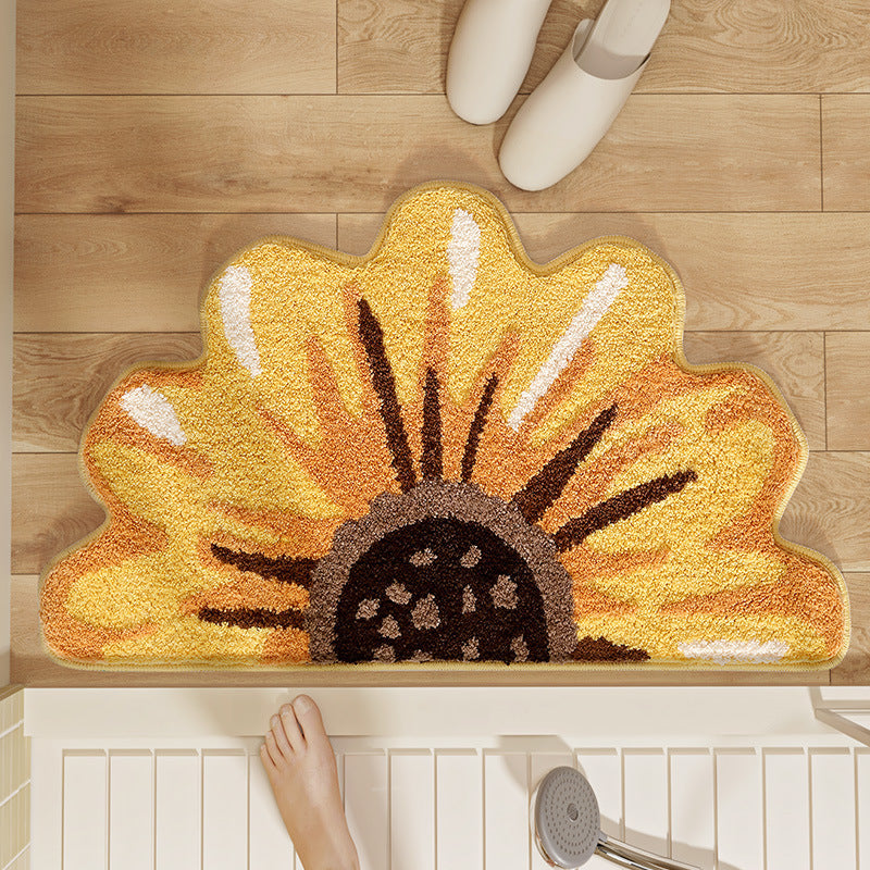 Plush Floral Design Bath Mat Kalsten
