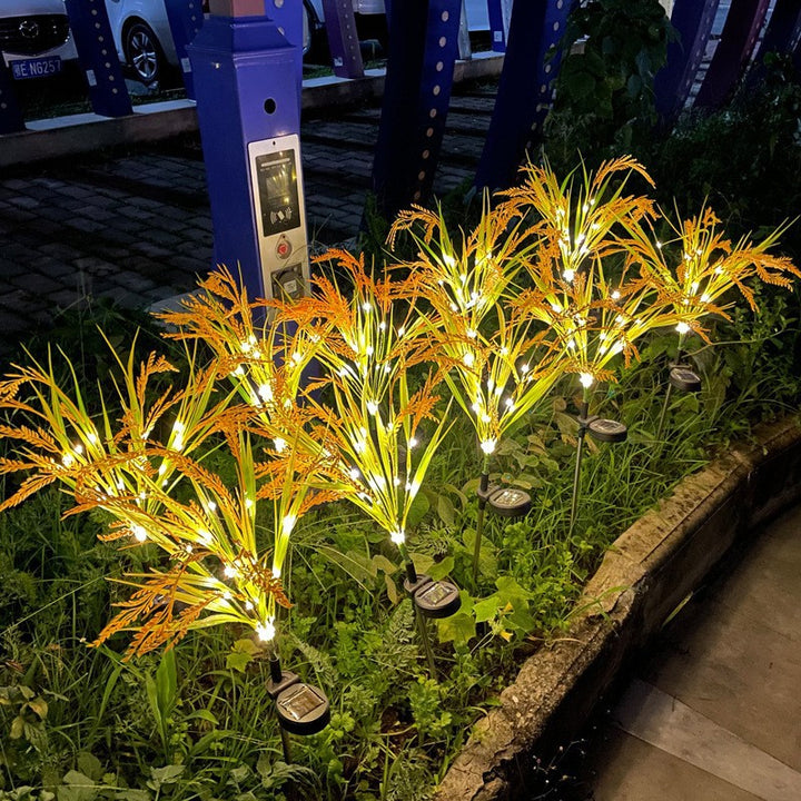 Solar LED Ornamental Grass Pathway Stake Lights With Integrated Solar Panel Kalsten