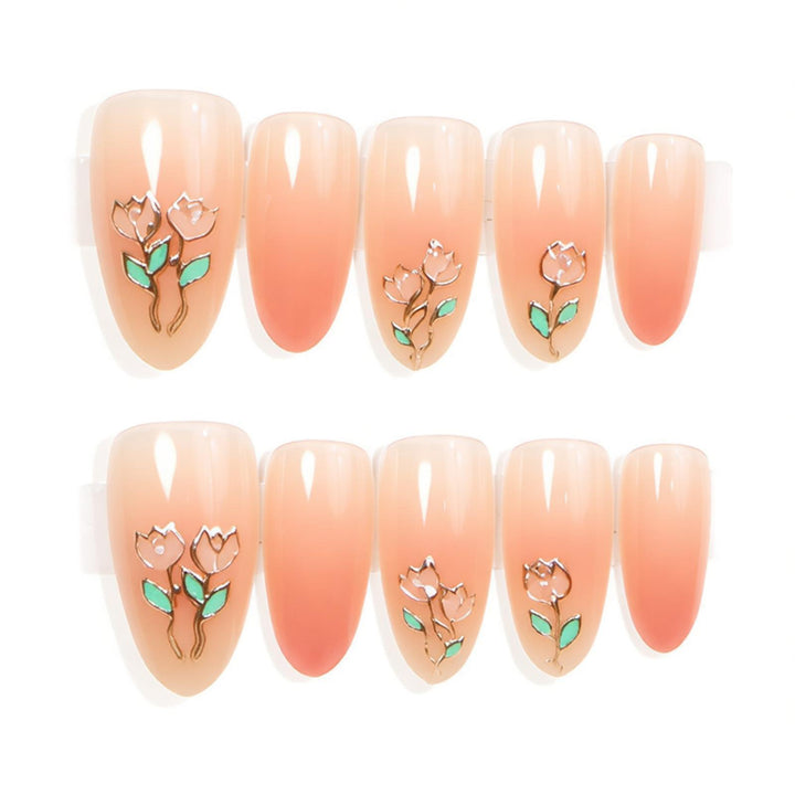 Artistic Floral Press-On Nails Set Kalsten