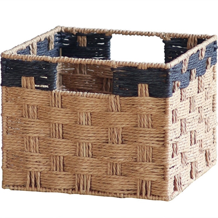 Square storage basket made of natural material Kalsten