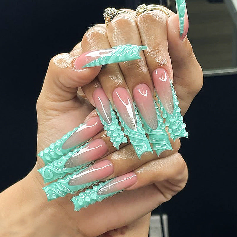 Decorative Press-On Nails With Unique Swirl Design kalsten