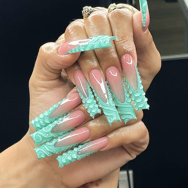 Decorative Press-On Nails With Unique Swirl Design kalsten