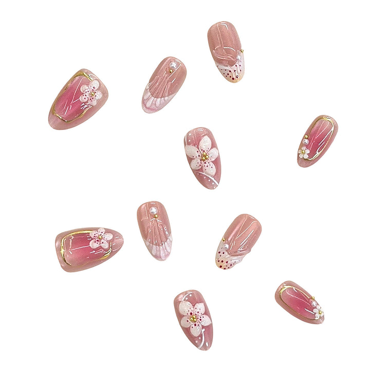 Detailed Floral Design Press-On Nail Set Kalsten