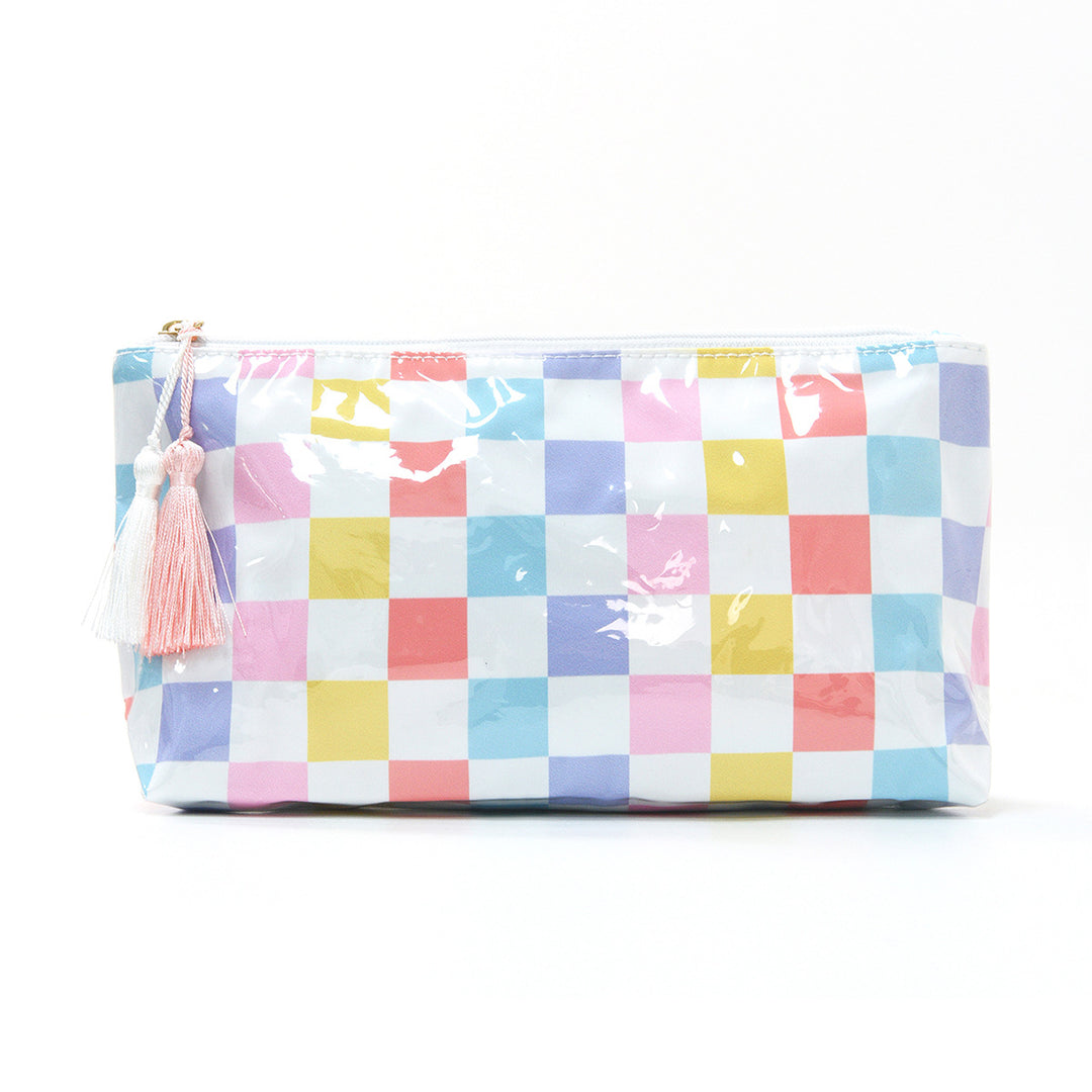 Cosmetic pouch with colorful check pattern Kalsten