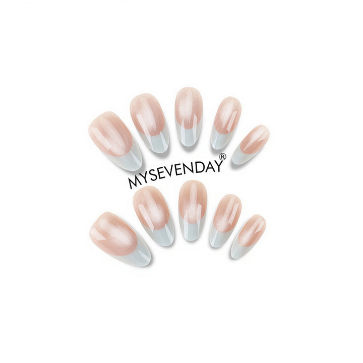 Elegant Press-On Nail Set with French Tip Design Kalsten