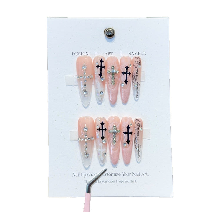 Fashionable Cross Design Artificial Nails Kalsten