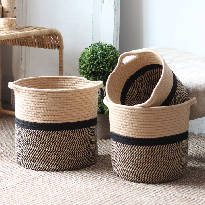 Handcrafted storage basket with handles Kalsten