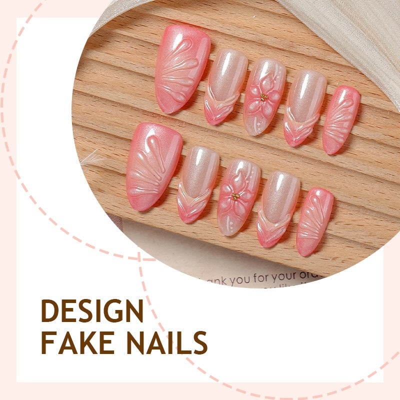 Artificial nail set with filigree flowers and glitter accents Kalsten