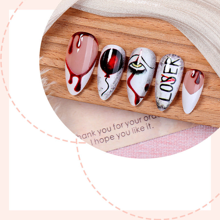 Creative nail art set with bloody and spooky designs Kalsten
