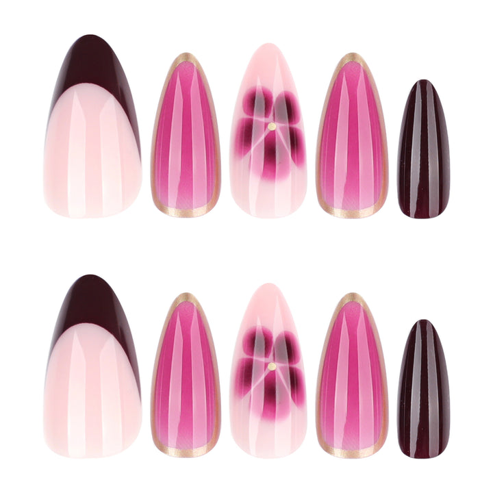 Artistic Nail Art with Ombre Design and Floral Accents Kalsten