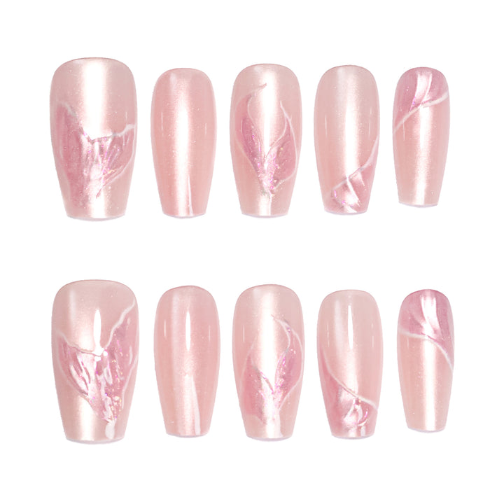 Artistic Press-On Nails with Floral Designs Kalsten