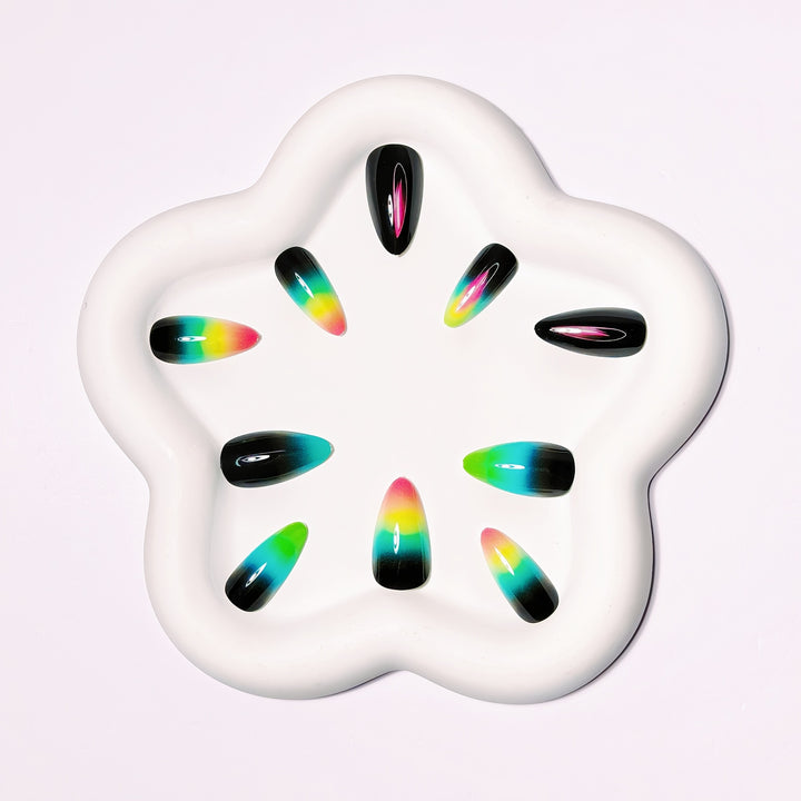 Gradient Neon Tips Acrylic Nail Art Kalsten
