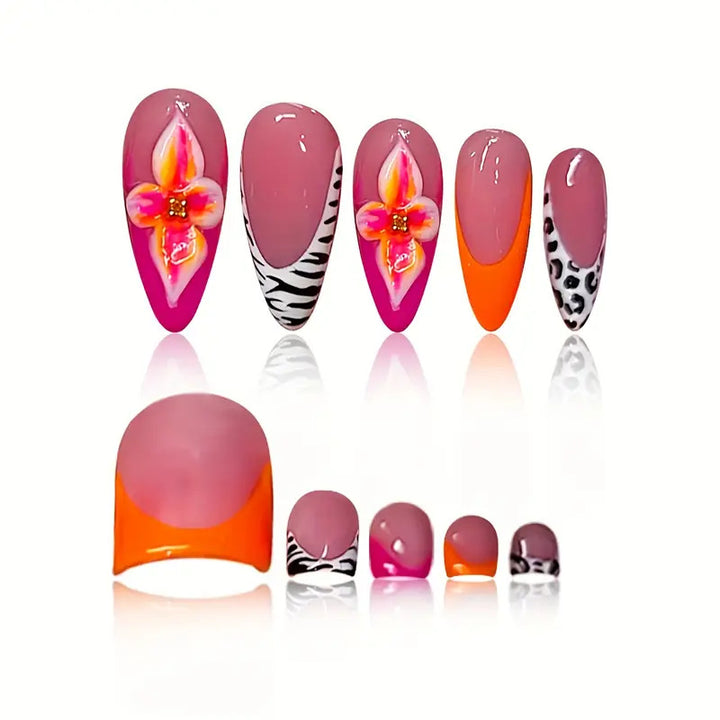 Artistic Floral and Abstract Press-On Nail Set Kalsten