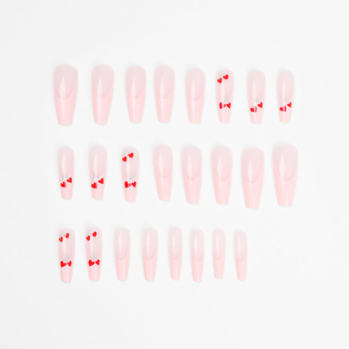 Artful long nails in cherry design Kalsten