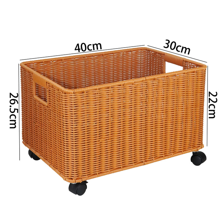 Storage Rolling Wicker Basket Kalsten