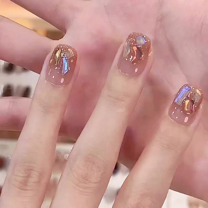 High-quality artificial nail set with glitter and holographic accents Kalsten