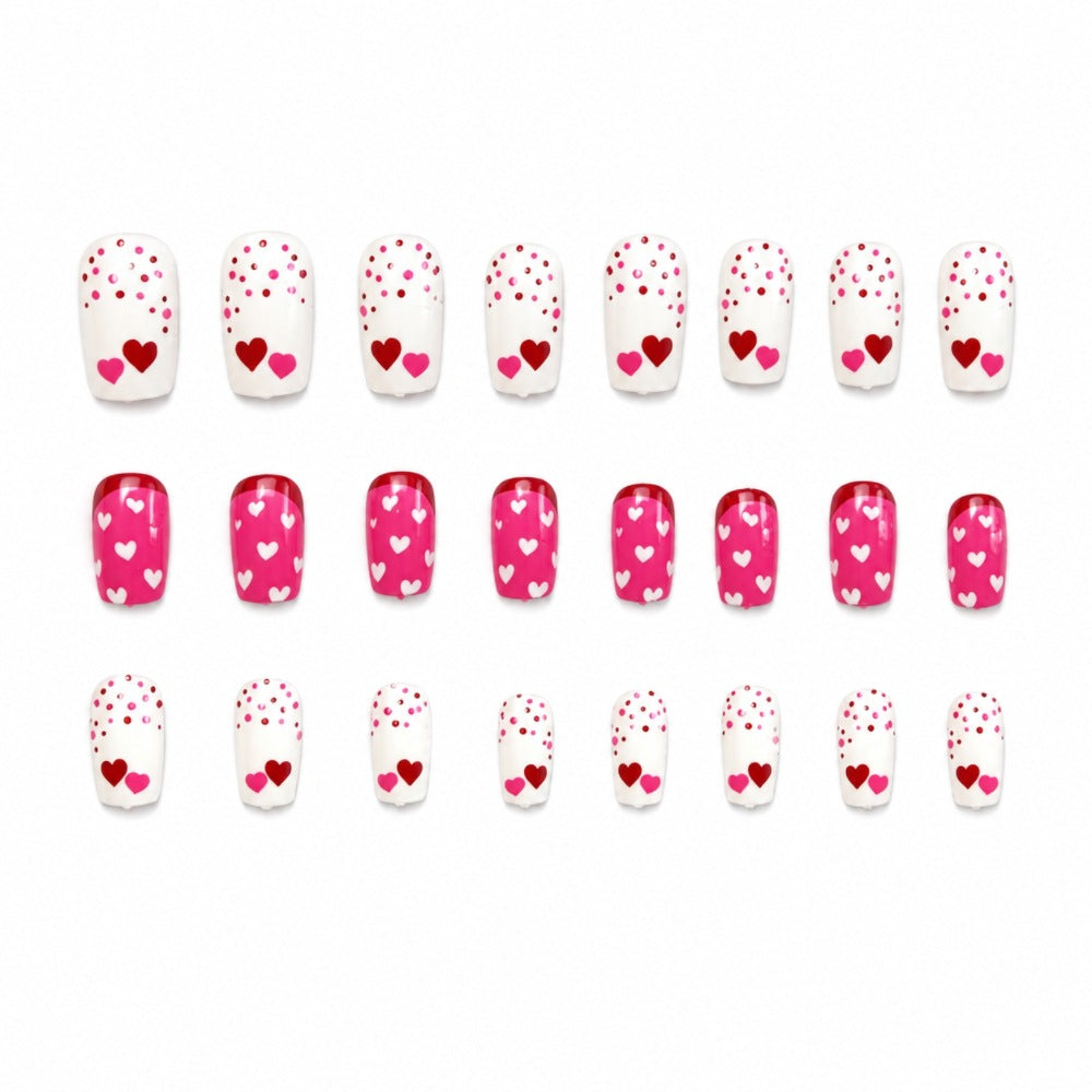 Artificial nails with romantic heart design and creative details Kalsten