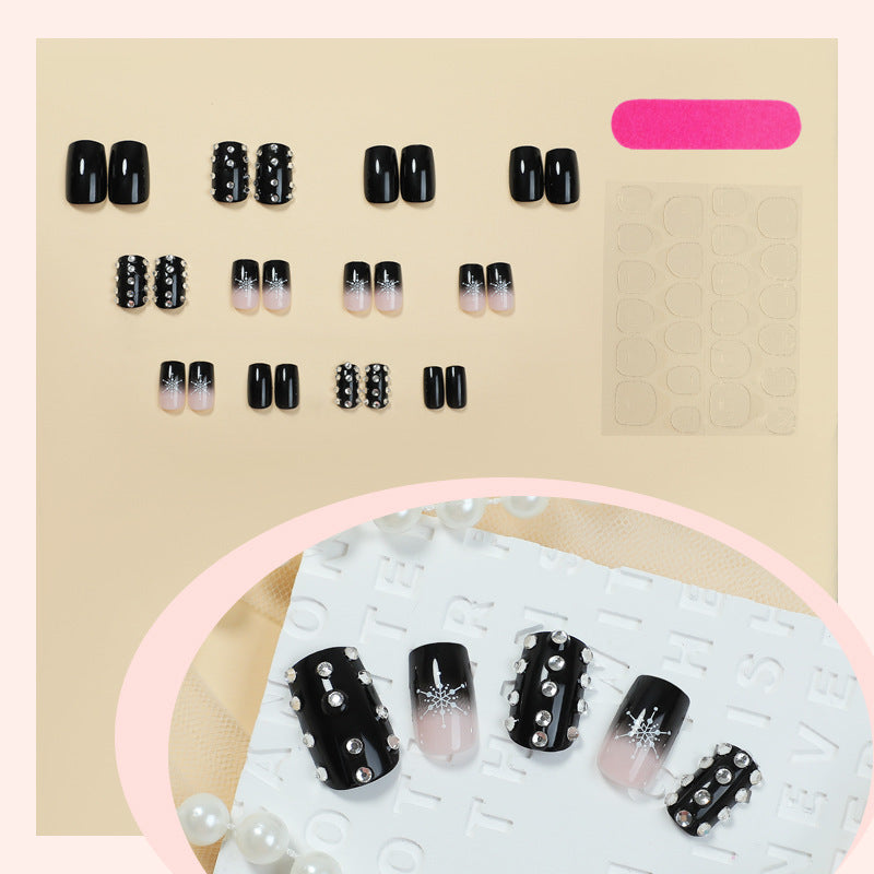 Decorative Press-On Nail Set with Gem Accents kalsten